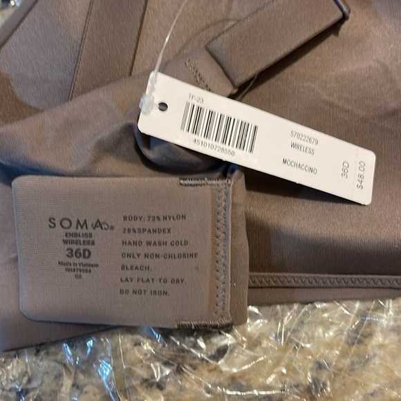 SOMA WIRELESS BRA MOCHACCINO - 36D - Picture 4 of 5